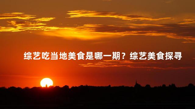 综艺吃当地美食是哪一期？综艺美食探寻：当地特色一期